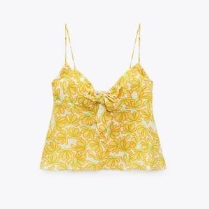 Floral Yellow Spaghetti Strap Top